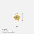 Detailansicht von 18mm vergoldetem Sonnenanhänger mit Türkis-Inlay auf Edelstahl - Sonne Eingelegter Türkis-Stil (CH1405)