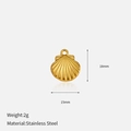 Makro-Detail des 15mm vergoldeten Edelstahl-Muschel-Anhängers für DIY-Schmuckherstellung - Muscheltextur-Stil (CH1406)