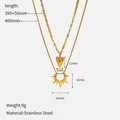 Dettaglio della collana a doppio strato in acciaio inossidabile con ciondoli sole e cuore - Ciondolo Cuore Sole Doppio Strato Oro (CH1282)