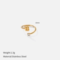 Minimalist 18K gold plated stainless steel open ring with letter B and crystal - Letter B (YHTSR-250782)