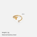 18k gold plated stainless steel open ring with letter T design and zircon stone - Letter T (YHTSR-250781)