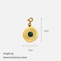 Detailed macro view of a 30mm stainless steel sunburst pendant with green malachite stone - Sunburst Green Stone Pendant (CH1414)