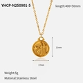 Detail of gold-plated stainless steel zodiac coin pendant with size and weight metrics - Gemini Zodiac Necklace