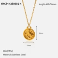 Macro detail of gold stainless steel Taurus pendant necklace with dimensions and weight - Taurus Zodiac Necklace