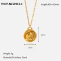 Detailed close-up of 18k gold plated Aquarius zodiac pendant on stainless steel chain - Aquarius Zodiac Necklace