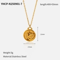 Detailed view of gold plated stainless steel Leo zodiac pendant necklace with dimensions - Leo Zodiac Necklace