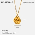 Detailed specs for golden stainless steel Aries zodiac coin pendant with 17mm x 21mm size - Aries Zodiac Necklace