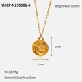 Detailed dimensions of gold stainless steel necklace with embossed cat pendant - Virgo Zodiac Necklace