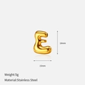Macro detail of puffy letter E golden pendant with 18mm by 15mm size dimensions - 3D Bubble Style / Letter E