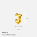 Macro view of gold 3D letter J pendant with dimensions 18mm by 11mm and 4g weight - 3D Bubble Style / Letter J