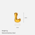 Technical view of gold liquid metal style letter L pendant with dimensions and weight specs - 3D Bubble Style / L