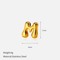 Detailed size and weight specs for the 17mm gold puffed initial M letter pendant - 3D Bubble Style / M