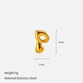 Detail view of 3D gold letter P pendant showing 18mm height and stainless steel texture - 3D Bubble Style / Letter P