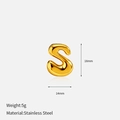 Detailed view of golden stainless steel S-letter pendant with 18mm height measurement - 3D Bubble Style / S