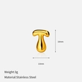 Polished stainless steel letter T pendant with dimensions 18mm height and 13mm width - 3D Bubble Style / Letter T