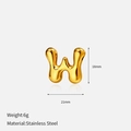 Detail view of 18mm gold stainless steel letter W pendant with 6g weight specifications - 3D Bubble Style / Letter W