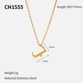 Collier minimaliste en acier inoxydable plaqué or 18k avec pendentif alphabet arabe - Lettre Arabe Lam (CH1555)