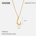 Collier en acier inoxydable plaqué or 18k avec pendentif lettre arabe sur fond gris - Style de Lettre Arabe (CH1556)