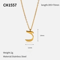 Collier doré 18k avec pendentif lettre arabe en acier inoxydable, design léger 2g - Style de Lettre Arabe (CH1557)