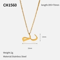 Collier en acier inoxydable plaqué or 18k avec pendentif Hubb arabe et dimensions - Style Amour Hubb (CH1560)