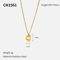 Collier pour femme en acier inoxydable doré 18k avec pendentif géométrique lettre D - Style Lettre D Arabe (CH1561)