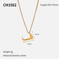 Collier en acier inoxydable plaqué or 18 carats avec pendentif lettre arabe Qaf et dimensions - Lettre Arabe Qaf (CH1562)