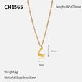 Collier en acier inoxydable plaqué or 18 carats avec pendentif lettre arabe CH1565 - Style de Lettre Arabe (CH1565)