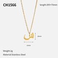 Collier en acier inoxydable plaqué or 18k avec pendentif lettre arabe CH1566 - Style de Lettre Arabe (CH1566)