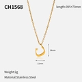 Collier en acier inoxydable plaqué or 18 carats avec pendentif lettre arabe Dal - Lettre Arabe Dal (CH1568)