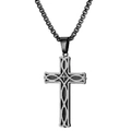 Minimalist stainless steel Irish Knot cross pendant necklace in black and silver - Black Necklace (With Chain)