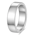 Polished silver minimalist flat wide stainless steel ring with a 45-degree mirror finish - 6mm Steel Silver