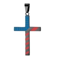 Black stainless steel cross pendant with American flag oil drop pattern for men - Black Pendant