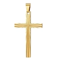 Vintage 50mm gold stainless steel cross pendant featuring engraved sunburst stripe patterns - Gold Cross Pendant (Gold Pendant)