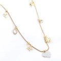 Collana dorata con ciondoli a cuore, stella e quadrifoglio impreziositi da cristalli - Stile Multi-Elemento Stella Luna Cuore E Fiore(2)