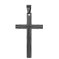 Black stainless steel cross pendant with sunray engraved pattern in vintage style - Black Cross Pendant (Black Pendant)