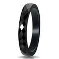 3mm zwarte keramische ring met geometrische facet geslepen en gepolijste afwerking - US 7 / Zwart