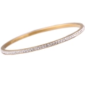 Elegant gold-plated stainless steel bangle featuring a full row of sparkling white zircons - Gold