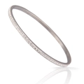 Polished silver stainless steel bangle featuring a full row of sparkling crystal zircons - White