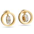 Orecchini a perno tondi da 15mm in acciaio inossidabile dorato con strass di cristallo lucidi - Oro