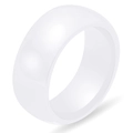 Minimalistische 8mm witte keramische ring met hoogglans gepolijste afwerking voor koppels - US 7 / Wit