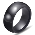 Minimalistische 8mm zwarte gepolijste keramische ring met gladde spiegelafwerking - US 7 / Zwart