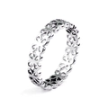 Elegant 5mm silver hollow heart pattern open ring with polished stainless steel finish - US 7 / Steel