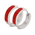 Minimalistische 5mm roestvrijstalen creolen met drie rijen rode kristallen voor dames - Rood