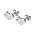 Creatieve 10mm hartvormige oorknopjes met Love-gravure en ingelegde kristallen - Staalkleur