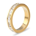 Fashionable 4mm gold plated ring featuring a single row of square cut cubic zirconia - US 7 / Gold