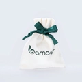 Sacchetto per gioielli in velluto bianco con nastro di raso verde e logo bamoer - Sacchetto di Velluto Bianco Con Logo del Marchio (043)