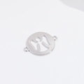 Connecteur pendentif ange creux en argent sterling S925 poli pour bracelets DIY - Or blanc