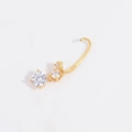 Detailed macro view of S925 sterling silver gold clasp with clear cubic zirconia stones - Style A / Gold