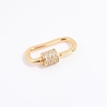 Minimalist gold-plated S925 silver carabiner clasp with sparkling cubic zirconia stones - Gold