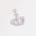 S925 sterling silver Allah pendant with micro-pave cubic zirconia in hip hop style - Platinum White Zirconia